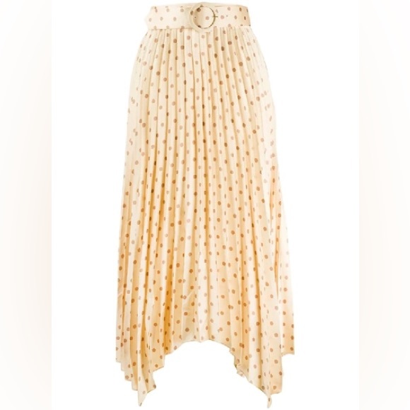 Pre-Owned SANDRO PARIS JAUNE pleated maxi skirt polka dot in yellow size 3 - Picture 3 of 5